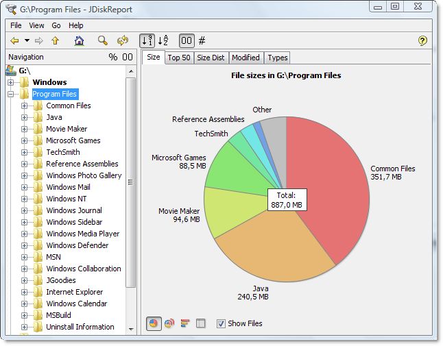 JDiskReport disk analyzing tool